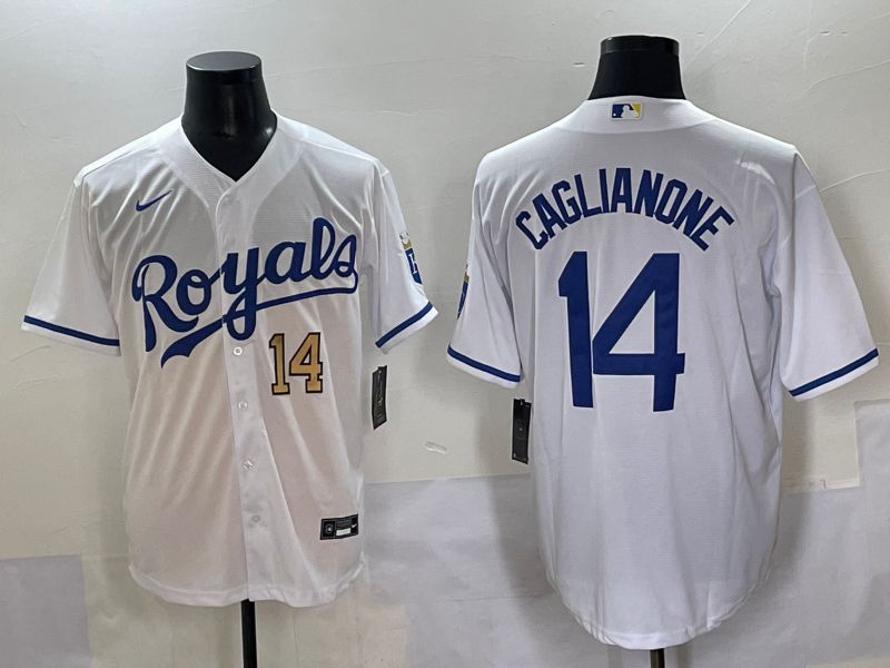 Men 2025 Kansas City Royals #14 Caglianone White Game Nike MLB Jersey style 4->kansas city royals->MLB Jersey